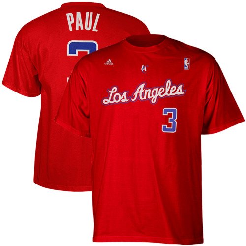 NBA adidas Chris Paul Los Angeles Clippers #3 Net Number T-shirt - Red (Small)