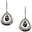 HinsonGayle 6.0-6.5mm Black Cultured Pearl Dangle Earrings (Sterling Silver)
