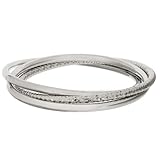 Sterling Silver 4mm Triple Single Diamond-Cut and Classic Bangle Bracelet