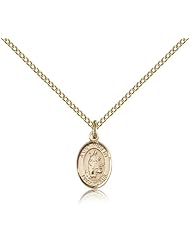 Gold Filled Saint St. Hubert of Liege Medal Pendant 1/2 x 1/4 Inches Archers/Hunters/Dogs-9045- Comes with a Gold Filled Lite Curb Chain Neckace And a Black velvet Box