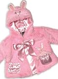 Mud Pie Baby E-I-E-I-O Collection Bunny Hooded Pink Faux Fur Jacket With Rattle