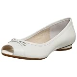  : Clarks Women's Bluebird Peep Toe Ballet Flat,White,9.5 M