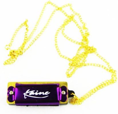 IKN Mini Harmonica Necklace with Colorful and Silver Golden Chain 4Hole 8Tone