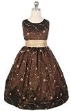 New Chocolate Brown & Taupe Embroidered Dress Flower Girl 2 to 10 Girls
