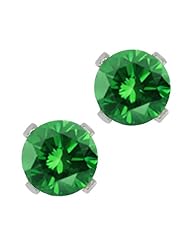 0.54 Ct Round Green Diamond 14K White Gold 4-prong Stud Earrings 4mm