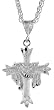 Sterling Silver 1 5/8 (41 mm) Diamond Cut Cross Pendant with Jesus Garment