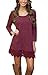 MiYang Women's Purple Long Sleeve A-line Lace Stitching Trim Casual Dress 2XL
