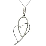 10K White Gold Open Heart Diamond Pendant (1/4 cttw), 18