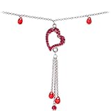 Light Siam Red Gem Hollow Heart Belly Chain