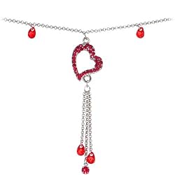 Light Siam Red Gem Hollow Heart Belly Chain