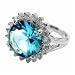 Sterling Silver Simulated Aquamarine CZ and Simulated Diamond Cubic Zirconia Ring