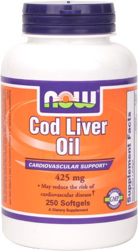 NOW Foods Cod Liver Oil, 425mg, 250 Softgels (Pack of 2)