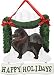 pomeranian15  - Pomeranian Black Happy Holidays Sign Picket Fence