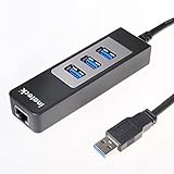 [3ポートUSB 3.0+1ポートRJ45]Inateck USB3.0 3ポートUSBハブ + LANアダプター 10/100/1000BASE-T ギガビットイーサネット対応、バスパワー、USB2.0/1.1にも互換性あり MacBook Air動作確認済 …