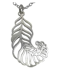 925 Sterling Silver Feather Charm Pendant Necklace