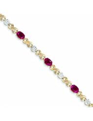 5.5 Carat 14K Gold Diamond and Ruby Bracelet