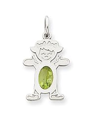 14K White Gold Girl 7x5 Oval Genuine Peridot-Aug. Metal Wt- 0.87g