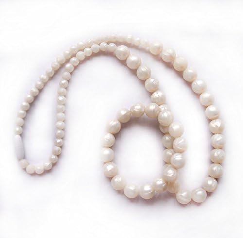 BPA-Free Silicone Teething Necklace and Bracelet Jewelry Set - White Pearl