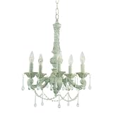 Crystal Flair Mini Chandelier with Crystal Accents in Antique White