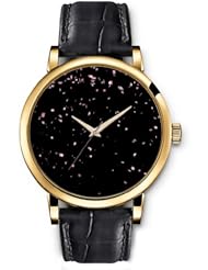 SPRAWL Aanalog Fashion Series Gold Ladies Watches of Genuine Black Leather Strap,Unique Wrist Watch for Women Girls Designed with Rose petal