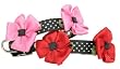 Dog Lead - Daisy Diva Designer Fashion Lead - Black and White Dots with Hot Pink Daisy Accents - Largel