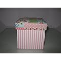 Sewing Kit - Victorian - expanding opening box. Sides fall open showing useful sewing accessories. Pretty pink striped box