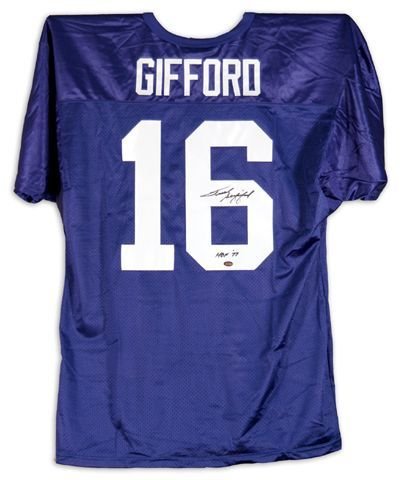 Frank Gifford New York Giants Autographed Blue Jersey with HOF Inscription