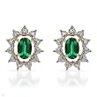 Earrings With 0.70ctw Diamonds and Created Emeralds Beautifully Crafted in Yellow Gold Length 12.5mm