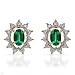 Earrings With 0.70ctw Diamonds and Created Emeralds Beautifully Crafted in Yellow Gold Length 12.5mm