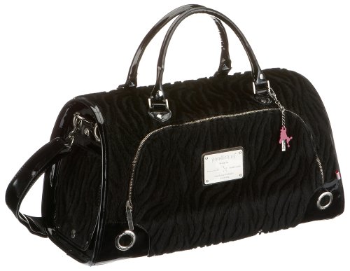 Poodlebags funky Pet Bag Fur 0108KF, Damen Umh&auml;ngetasche, schwarz, (fur), 35x20x45 cm