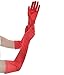 JISEN Women 20s Formal Bridal Satin Banquet Party Wedding Opera Colorful Gloves 22 Inch Red