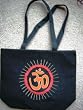 Embroidered and Applique Sanskrit Om Canvas Shopping Yoga Tote Handbag with Zipper