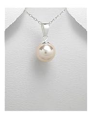 Simulated Pearl Pendant Necklace In 92.5 Sterling Silver