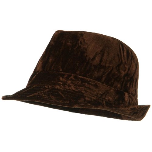 Crushed Velvet Fedora - Brown W20S67E