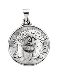Hollow Face Of Jesus (Ecce Homo) Pendant 14K White Gold 23.25 X 23.50 mm Hollow Face Of Jesus (Ecce Homo) Pendant