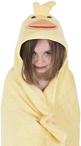Luxuriously Soft 100% Cotton Hooded Towel and Washcloth Set for Babies and Children, Duck