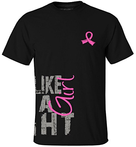 Fight Like a Girl Side Wrap Breast Cancer T-Shirt Unisex Black w/ Pink