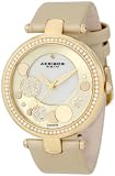 Akribos XXIV Womens AKR434YG Diamond Gold Sunray Diamond Dial Quartz Strap Watch
