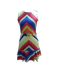 Cotton Sleeveless  Chevron Print Above the Knee Mini Dress  With a Bow(s)