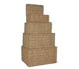 Set of 4 Seagrass Storage Baskets With Lid (E01-100)