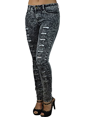 Alfa Global Junior's Low-Rise Distressed Skinny Acid Wash Denim Jeans
