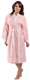 Ladies Lady Selena Floral-Stripe Print Wrap Over Long Kimono Style Dressing Gown Bathrobe