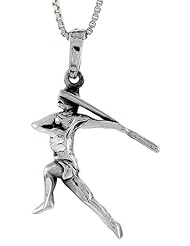 Sterling Silver Javelin Thrower Pendant, 1 1/4 inch tall