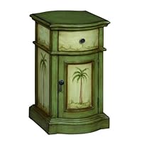 Coast to Coast 94044 One Drawer One Door Cabinet in a Largo Green and Cream Finish with Palm Tree Décor