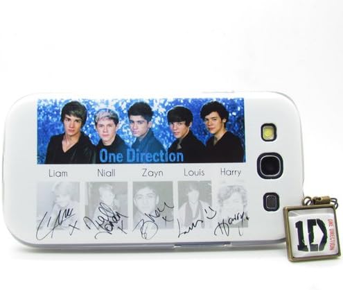 NEW One Direction Pattern Hard Snap-on Back Case Cover Skin with 3.5mm Anti-Dust Dustproof Dust Caps Photo Charms keychain for Samsung Galaxy S3 i9300, i747