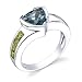 Sterling Silver 2.25 cts Trillion London Topaz Round Peridot Ring Size 7