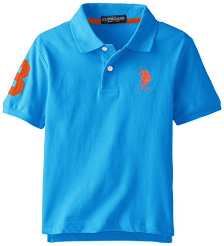 U.S. Polo Assn. Big Boys' Short Sleeve Solid Pique Polo, Teal Blue, 14/16