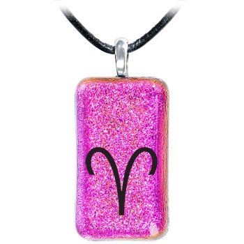 Holly Lynn Pink ARIES Zodiac Dichroic Glass Necklace