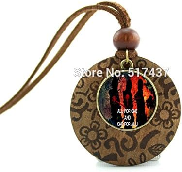 Pretty Lee New Design Wood Necklace Three Musketeers Pendant Handmade Glass Dome Pendant For Jewelry