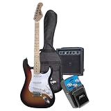 Pyle Electric Guitar and Pedal Package - PGEKT30 Professional Full Size Electric 6 String Guitar Package w/ Amplifier - PPDLC1 Super Guitar Chorus Effect Pedal with Depth, Speed, And Level Controls